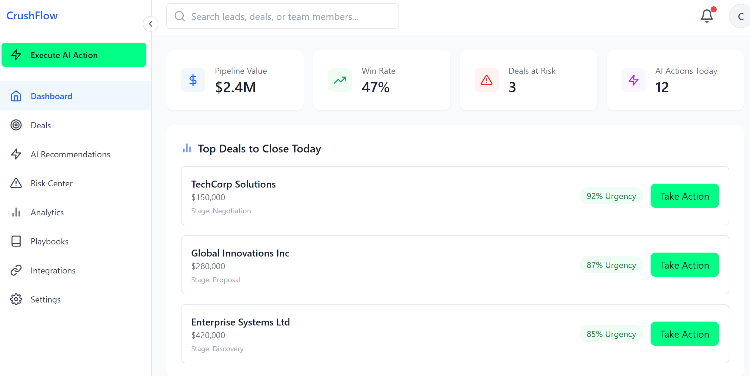 CrushFlow Dashboard Preview